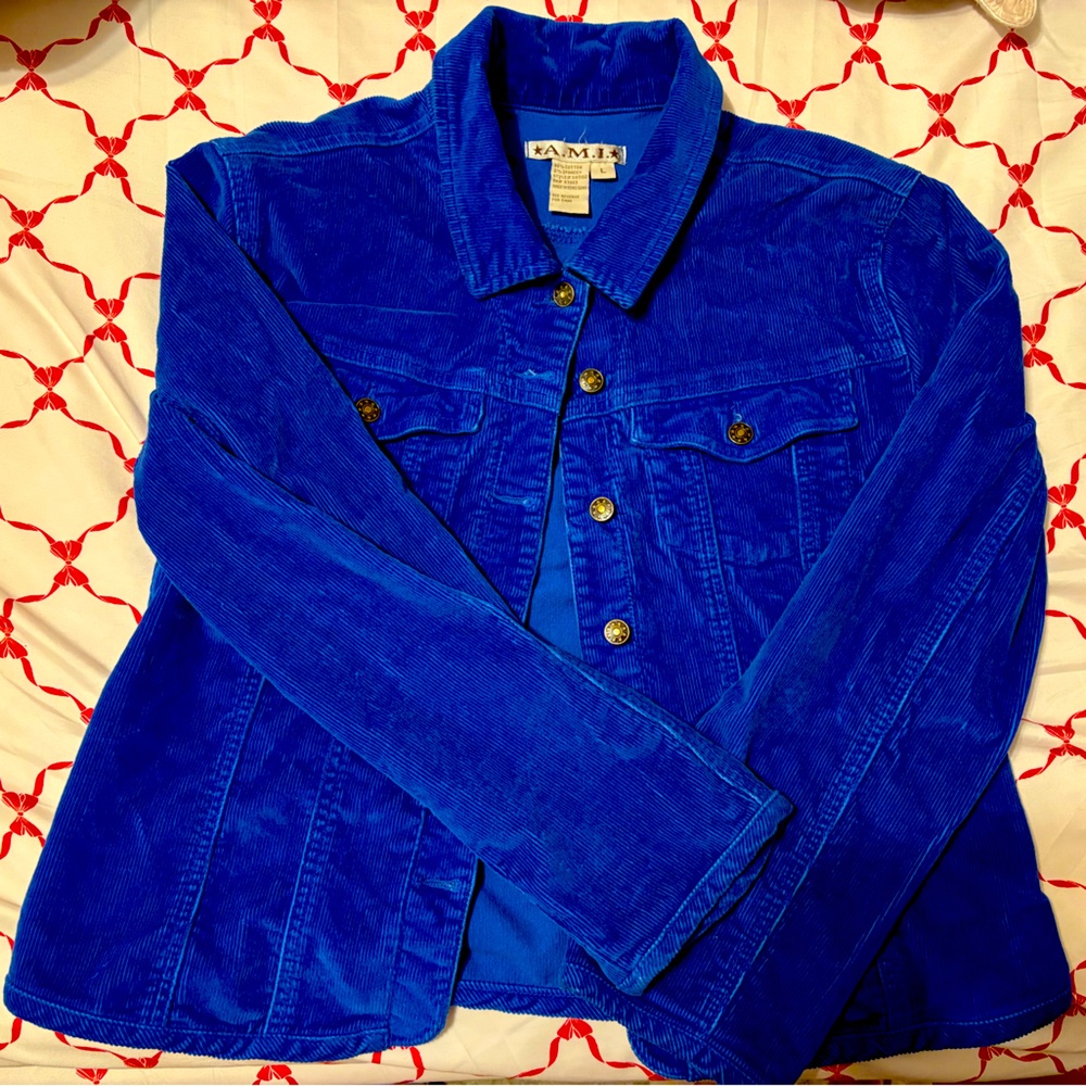 Large Womans cobalt blue corduroy jacket